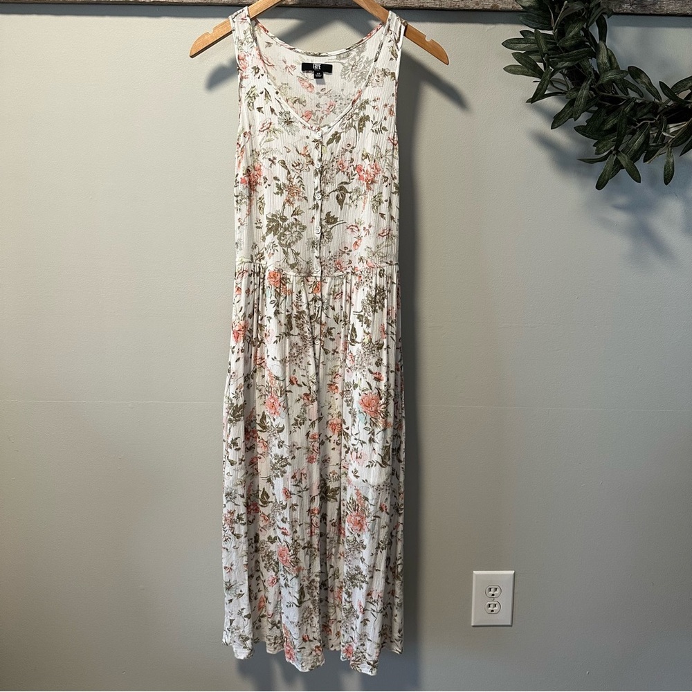 Frye Floral Pattern Button Front Midi Dress